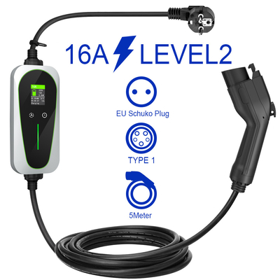 16A ประเภท 1 EV Charger EU Shucko Plug 700VDC วัสดุโลหะพลาสติก
