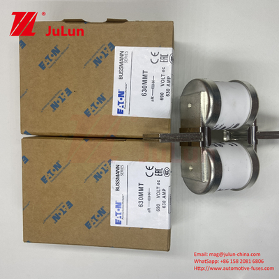 BUSSMANN 630MMT 630A เซรามิกออโตโมทีฟ ฟิวส์ ด้วยการออกแบบแผ่นแบนแฝด 690V โวลเตชั่นสําหรับการป้องกันรถยนต์ที่มีประสิทธิภาพ