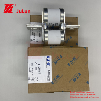 630MMT 690V BUSSMANN เซรามิค ทองแดง Twin Flat Plate Bolt ประเภทไฟฟ้า 630A กระแสไฟฟ้า 0.43kg น้ําหนัก