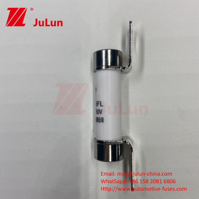 10A-50A 750VDC เซรามิกออโตโมทีฟ ฟิวส์ พร้อมบอลท์มอนท์ เซรามิก Ev325 ความสามารถในการทําลายฟิวส์ EV325 20KA 50kA 15A 25A