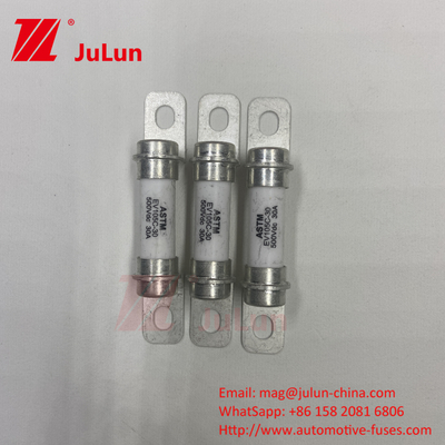 แบตเตอรี่ เก็บพลังงาน 50A ความเร็ว 500VDC ฟิวส์ ท่อเซรามิก DC ความเร็ว 30A ความปลอดภัย ป้องกัน ฟิวส์ รถไฟฟ้า