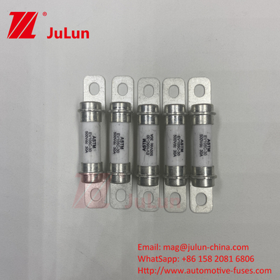 แบตเตอรี่ เก็บพลังงาน 50A ความเร็ว 500VDC ฟิวส์ ท่อเซรามิก DC ความเร็ว 30A ความปลอดภัย ป้องกัน ฟิวส์ รถไฟฟ้า
