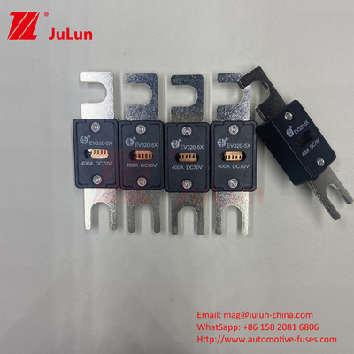 EV320-5C-225A-N 70VDC สัญลักษณ์ที่กําหนดเอง ขีดรถยนต์ ฟิวส์สกรู พล็อกใน M6 M8 ทองแดง 80A-500A