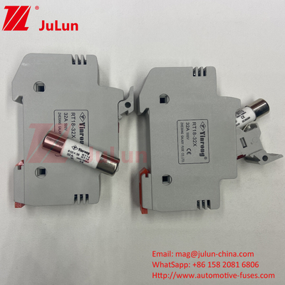 1000VDC 32A ตัวถือฟิวส์แสงอาทิตย์พร้อมฟิวส์สําหรับ Inverters PV RT18-32 15A 20A 32A ตัวถือฟิวส์ด้วย LED Indicator สําหรับ Solar P