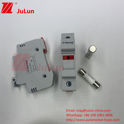 Din Guide Fuse Holder DIN Rail Solar Fuse Holder Solar DC 1000V ฟิวส์ PV 6A 10A 15A 20A 25A 30A สูง V