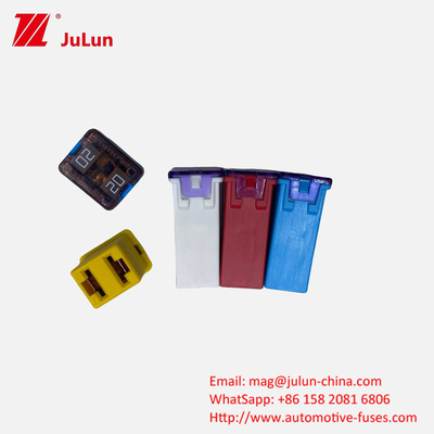Amp Blade Fuse ความปลอดภัยเพิ่มขึ้น LOGO ที่สามารถปรับแต่งได้ สําหรับรถไฟฟ้า Littel รถยนต์ Square Fuse 32V 58V