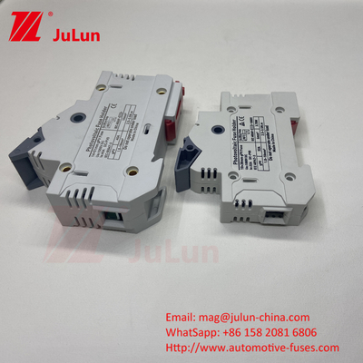TUV DC Solar Fuse Fusible Holder Box Base DNPVF1-32 การป้องกันระบบแสงอาทิตย์ 10x38MM 1000V GPV เร่งพัดเซรามิก DIN Rail