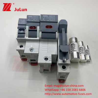 ฟิวส์แสงอาทิตย์ PV ด้วยวัสดุองค์ประกอบฟิวส์ทองแดง RO17 ความเร็วเร็ว DIN Rail Moun