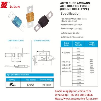 30-200A ฟิวส์รถสแควร์ สําหรับระบบพลังงานไฟฟ้า การป้องกัน พกพา EV ชาร์เจอร์ อุปกรณ์เสียงรถ