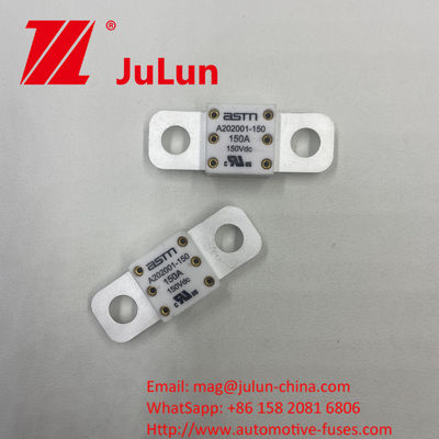 ASTM A202001 100A 150VDC เซรามิคฟิวส์รถยนต์สําหรับป้องกันวงจรสั้นในเครื่องชาร์จรถยนต์และรายละเอียดอื่น ๆ