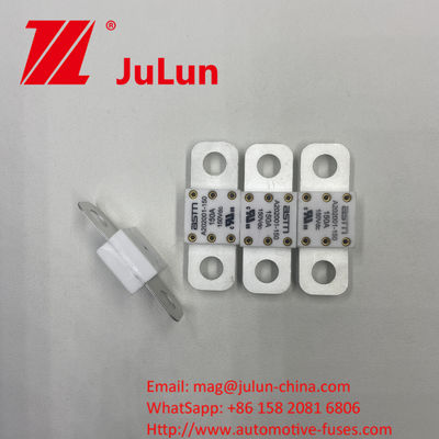 เซรามิกออโตโมทีฟ ฟิวส์ ASTM A202001-200A 150VDC สําหรับระบบการดึง EV วัสดุเงิน 20KA ความสามารถในการทําลาย 16-20KA 400A 500A