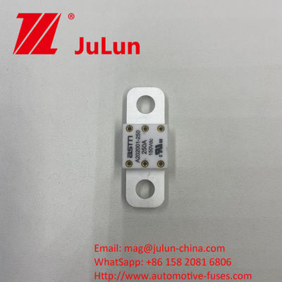เซรามิกออโตโมทีฟ ฟิวส์ 150VDC 300A A202001 ด้วยวิธีการติดตั้ง สกรูบอลท์ คุณสมบัติไฟฟ้า 1.0ใน 4 ชั่วโมง 3.0ใน 10s มากที่สุด