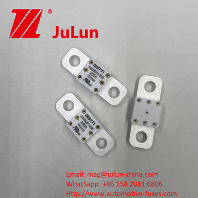 300A 150VDC A202001 วิธีการติดตั้งสกรูบอลท์ ง่ายในการติดตั้ง 20 * 55 มิลลิเมตร เซรามิครถยนต์ไฟฟิวส์ที่มีการแนะนําทอร์คแน่น 11-13N · m สําหรับ M8