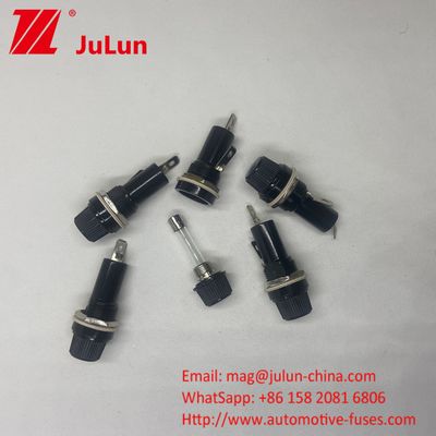 เท้าทองแดงดํา 5 * 20 6 * 30 มิลลิเมตร Car Fuse Holder Bakelite ไฟฟ้า