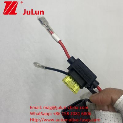 ตัวถือไฟฟ้า 8AWG Inline Blade 30A Cable Lead Wire ตัวถือไฟฟ้า 8AWG Inline Blade Cable Lead Wire ของแท้ 50 แอมเปอร์ สไตล์พล็อก เครื่องเชื่อมไฟฟ้ากับ 8 มม RING TERMINALS ของแท้ 50 แอมเปอร์ สไตล์พล็อก