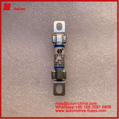 พลังงาน EV 10 * 38 มิลลิเมตร ท่อไฟฟิวส์ EV315-M 3E 15A 500VDC สําหรับรถไฟฟ้า การติดตั้งโบลท์ ตอบสนองมาตรฐาน JASO D622