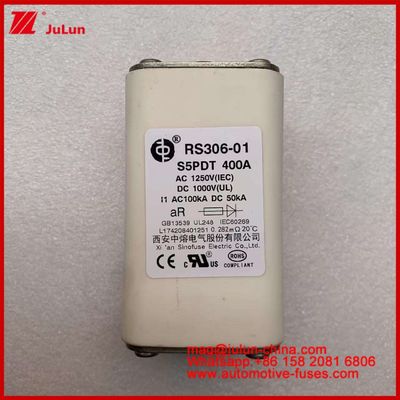 400A AC1250V IEC 100KA DC1000V UL AR เซรามิกสแควร์ รถยนต์ Fuses รถยนต์ ป้องกันวงจรสําหรับรถไฟฟ้าและรถยนต์