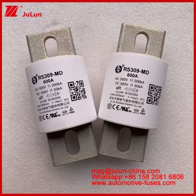 เครื่องขับเคลื่อนพลังงาน ระบบพลังงาน เซรามิก ออโต้ ฟิวส์ RS309-MD 600A 500VAC 200KA 500VDC 50KA AR ยานไฟฟ้าท่อ 30-800A