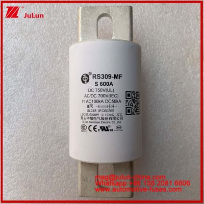 RS309-MF S 600A 750VDC ถนน หลอดเซรามิก อุปกรณ์และอุปกรณ์รถยนต์ 50KA ระบบเก็บพลังงานและพลังงาน เครื่องควบคุมการแปลงความถี่ เครื่องชาร์จไฟฟิวส์ รถไฟฟ้า