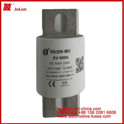 รถยนต์ไฟฟ้า โครงสร้างการเชื่อมต่อแบบบอลท์ทอง Caremic Tubular Car Micro Fuses RS309-MD EV 800A DC500V 20KA สําหรับรถยนต์