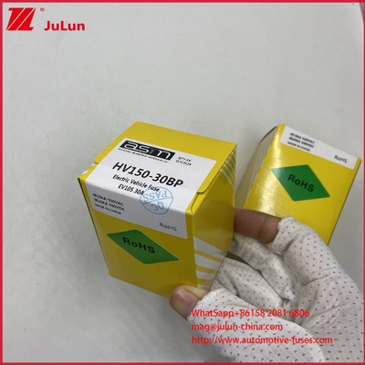 ยานยนต์ไฟฟ้า HEV พิกัดแรงดันไฟฟ้า / พิกัดการขัดจังหวะ DC500V/20KA ASTM HV150 30A 20A DC500V 20KA ฟิวส์แบบโบลต์พร้อมการป้องกัน