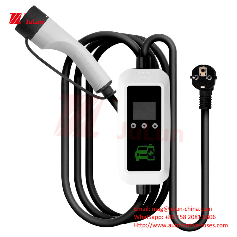 ปืนชาร์จพลังงานใหม่ ปืนชาร์จแบบสแตนดาร์ดยุโรป ประเภท 2 ชาร์จ EV 7KW พกพาบนเครื่องชาร์จ