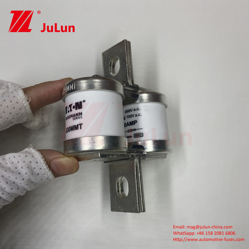 BUSSMANN 630MMT 690V เซรามิก ทองแดง เครื่องประปารถยนต์ M6/M8 การติดตั้ง 630A เครื่องประปาความปลอดภัยไฟฟ้า