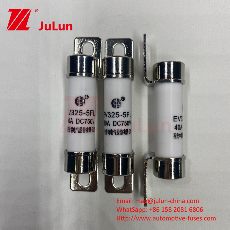 50kA DC Fuse สําหรับ EV DC DC Converter ชาร์จรถ 750VDC EV325 Fuse ภาระเคมีและอุณหภูมิสูง 40A 5