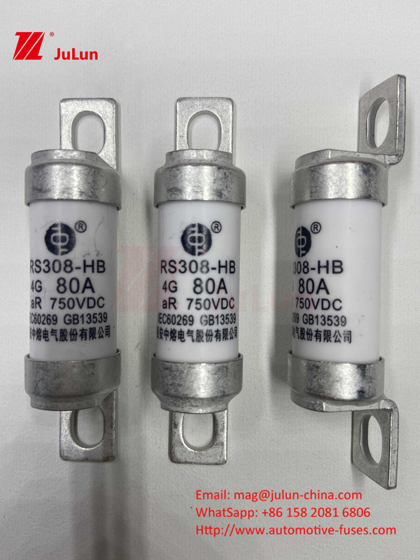 EV RS308 ฟิวส์ ช็อคเครื่องจักรกล 25A 30A 40A 50A เซรามิก ทองแดง วอลเตจเรตติ้ง DC750V บ้าน Ev ชาร์จสําหรับรถไฟฟ้า