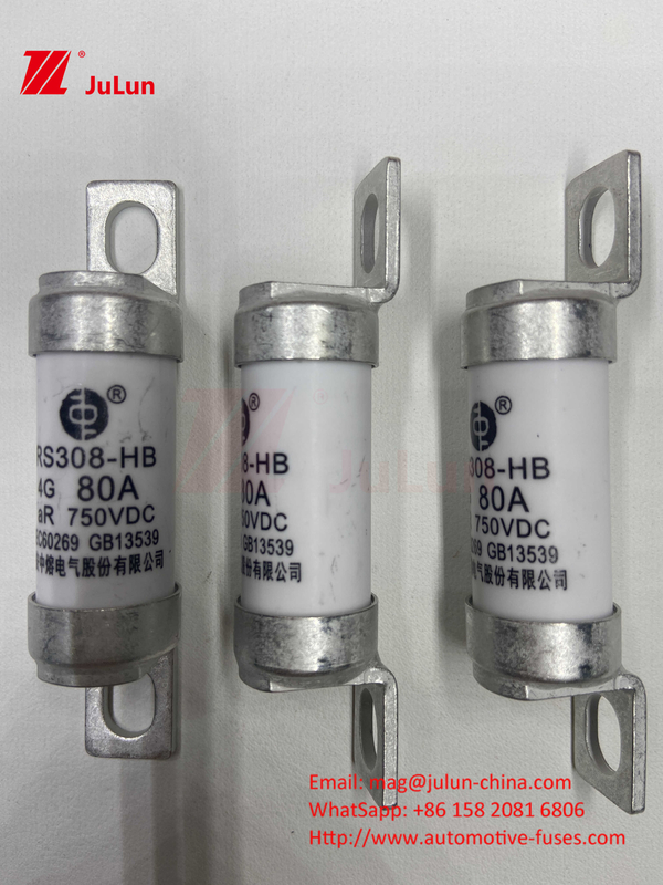 100A80A 750VDC การเก็บพลังงาน 10A 25A 30A 50AEV โลเตจไมโครฟิวส์ที่มีการป้องกันที่ฉลาดสําหรับระบบการดึงไฟฟ้า