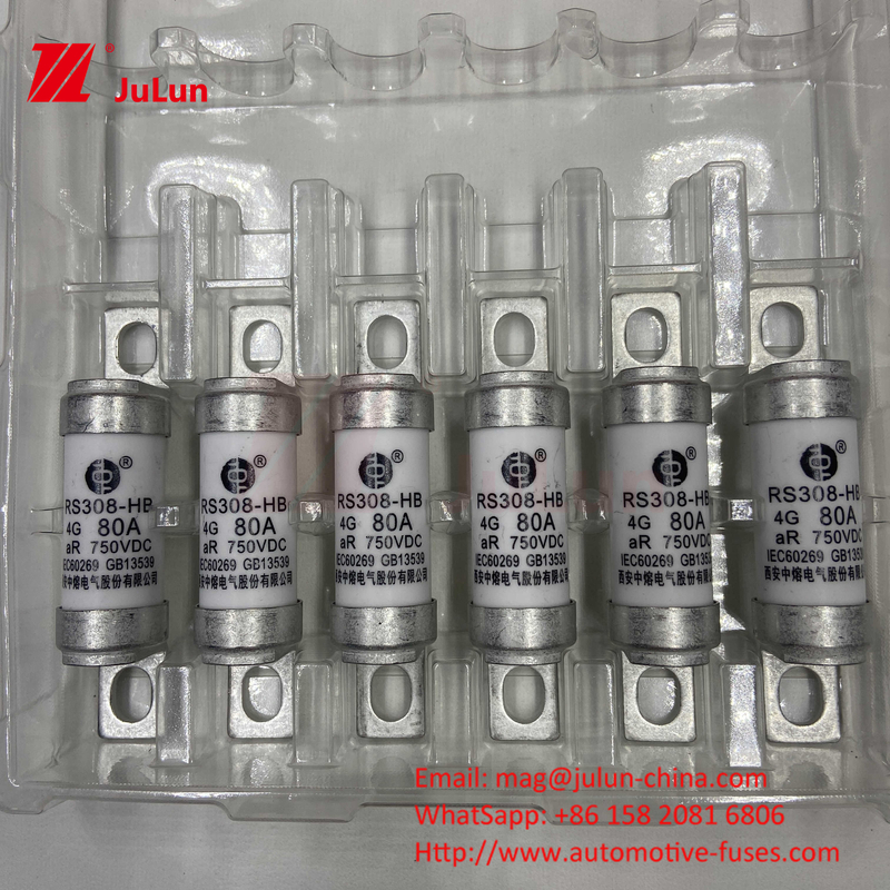 ความน่าเชื่อถือในสิ่งแวดล้อม FUSE ของรถไฟฟ้า สอดคล้องกับ ISO8820, JASO D622 และ GB/T31465 30A 40A 50A 80A 750VDC