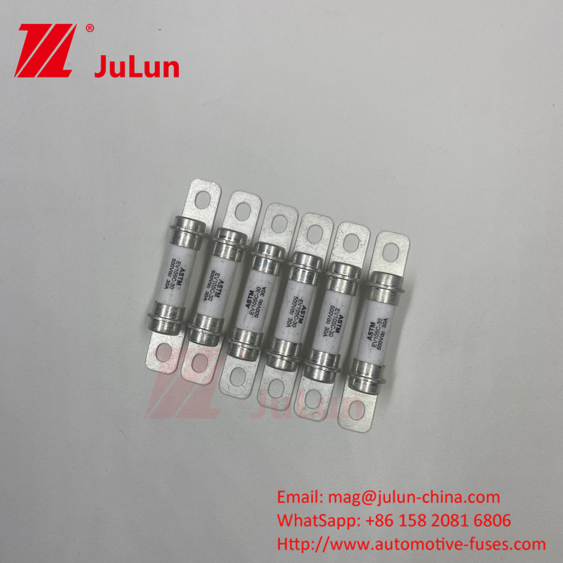 แบตเตอรี่ เก็บพลังงาน 50A ความเร็ว 500VDC ฟิวส์ ท่อเซรามิก DC ความเร็ว 30A ความปลอดภัย ป้องกัน ฟิวส์ รถไฟฟ้า
