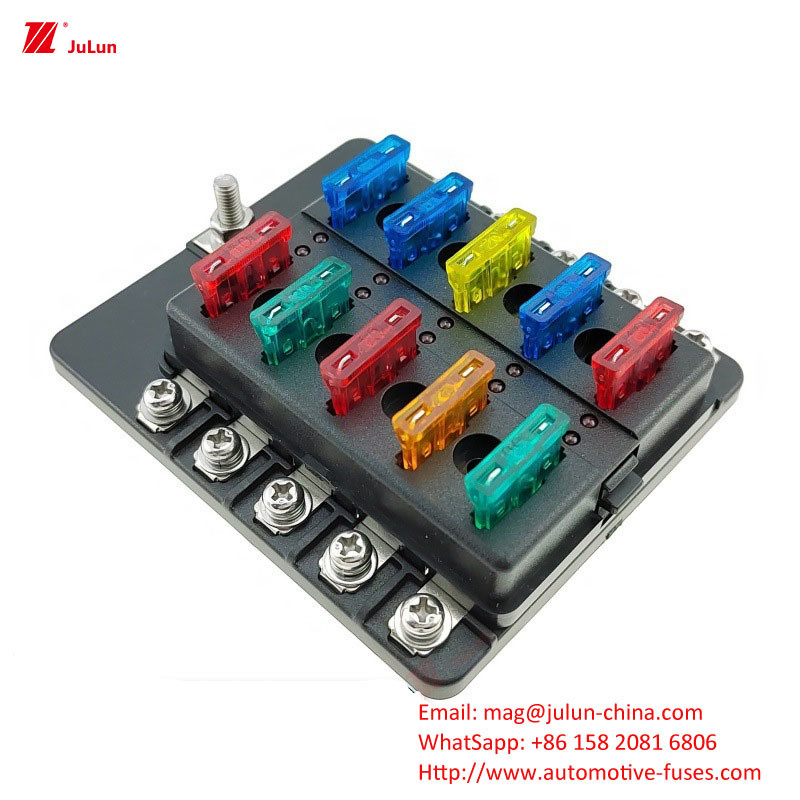 12 Way Fuse Box 12 Way Positive และ Negative Car Boat Safety Seat With LED Light Car Insert อัตโนมัติรีเซ็ตรถไฟฟ้า