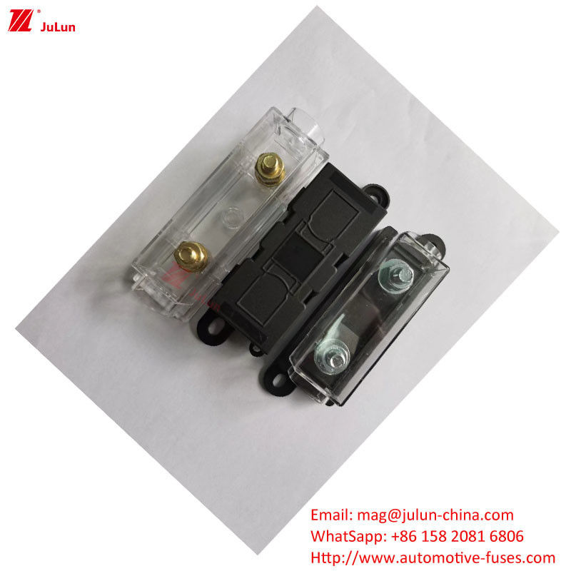 32V DIN Track Fuse Holder 30A-500A EU UL Standard ทองแดงติดต่อ พลาสติกโฮสติก โบลท์ Fuse Holder