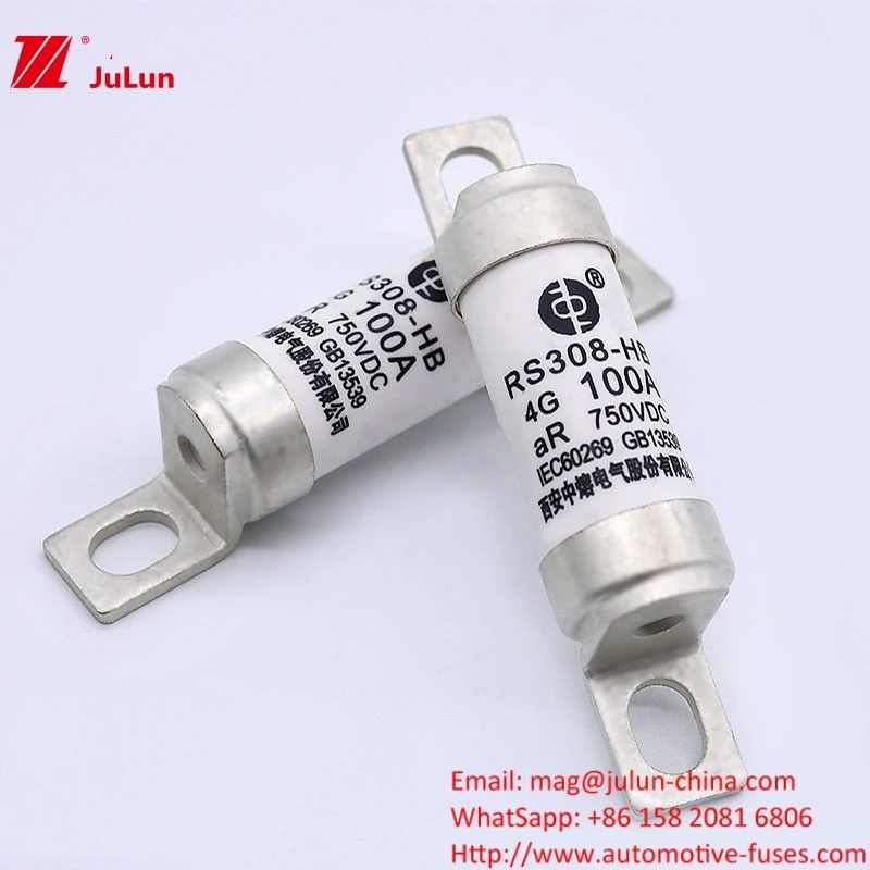 ฟิวส์รถไฟฟ้า RS308 100A DC750V 50KA สําหรับฟิวส์แบบปลายไฟฟ้า