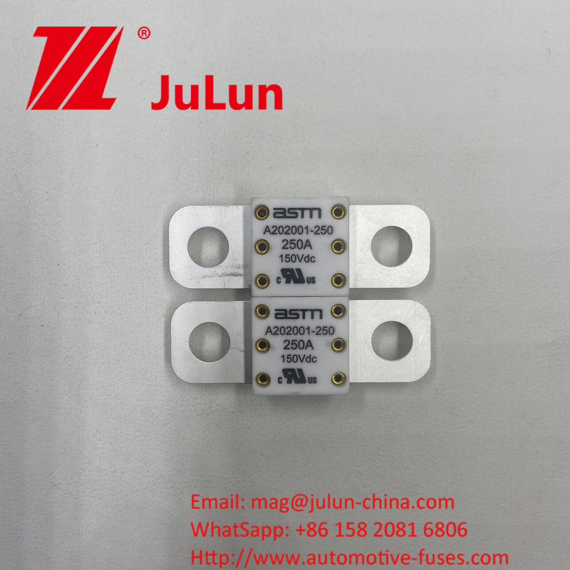 ระบบไฟฟ้าระดับความแรงสูง เซรามิก A202001-250A 150VDC เครื่องไฟฟ้ารถยนต์ ขนาดเล็ก ด้วยวัสดุเซรามิก สําหรับการป้องกันวงจรสั้น