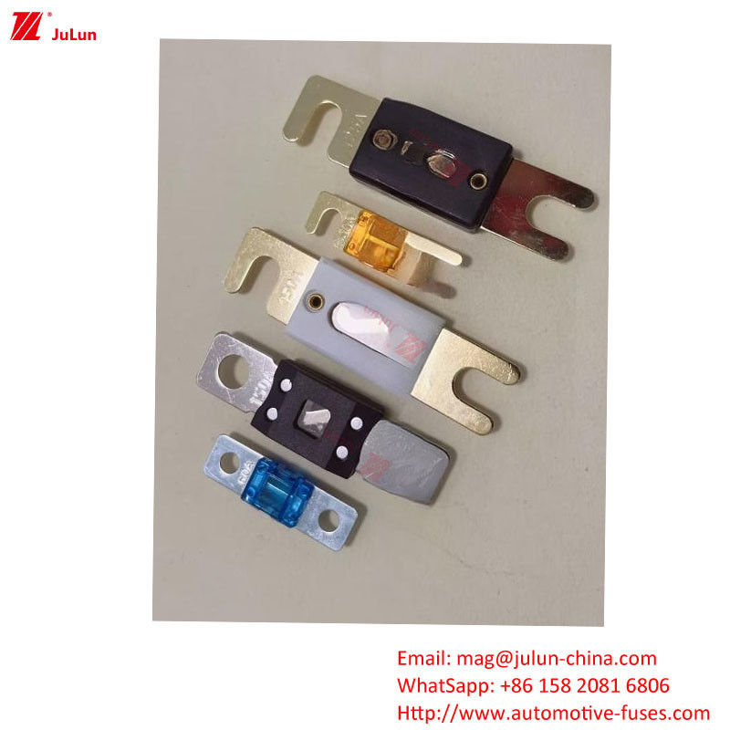 50-500A ปัจจุบันที่ระบุ อุปกรณ์เสริมป้องกันวงจรอิเล็กทรอนิกส์รถยนต์ สําหรับไฟฟิวส์ วัสดุทองแดง / เซรามิก / บาเคลิต