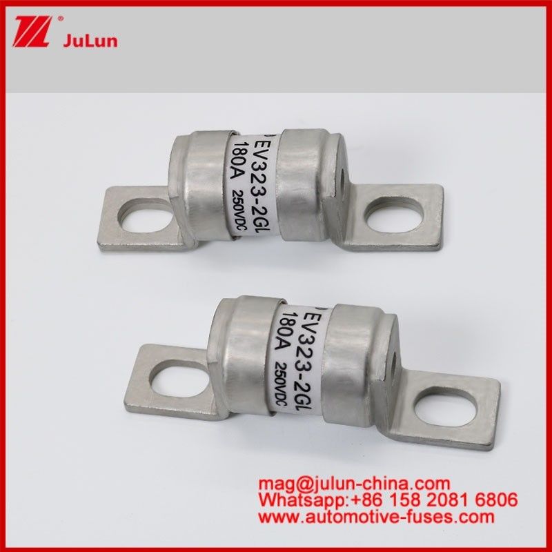 EV322-2GL 180A 250VDC โครงสร้างการเชื่อมต่อโบลท์ ฟิวส์ท่อเซรามิก สําหรับรถไฟฟ้า M6 M8 ซ่อมขนาดเล็ก ความสามารถในการแตกสูง