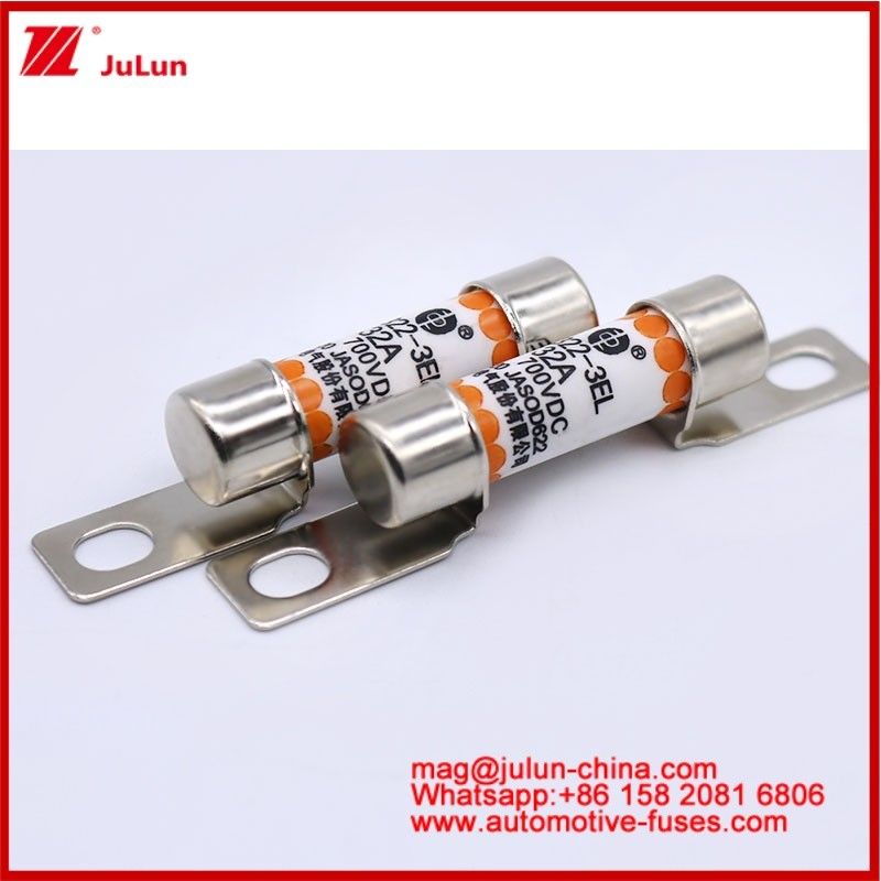 EV322 3EL 32A DC700V หลอดเซรามิกฟิวส์ ขนาดคอมแพคต์ ป้องกันการตัดสั้นระดับสูง
ความสามารถในการทําลายสูงที่ 100Vdc/125Vdc โครงสร้าง bolted