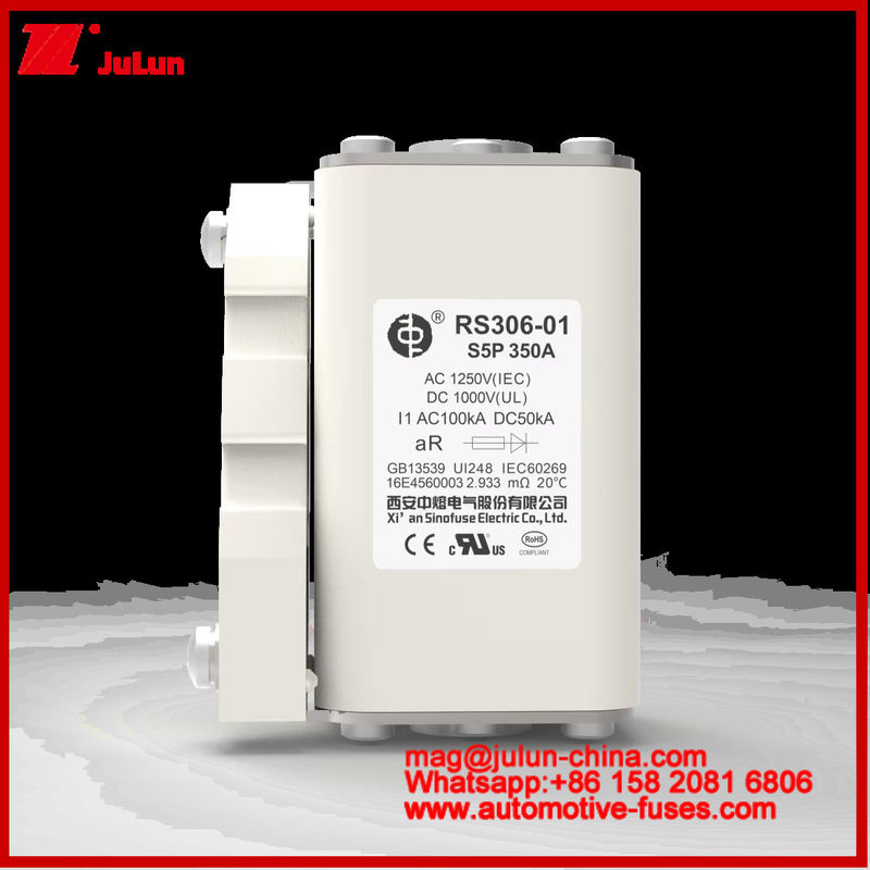 RS306-01-S5P 350A AC1250V DC1000V 50KA สี่เหลี่ยม Caremic Fuse ความจุการตัดความเร็วการป้องกันคลื่นสั้น