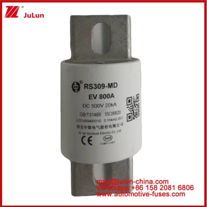 รถยนต์ไฟฟ้า โครงสร้างการเชื่อมต่อแบบบอลท์ทอง Caremic Tubular Car Micro Fuses RS309-MD EV 800A DC500V 20KA สําหรับรถยนต์