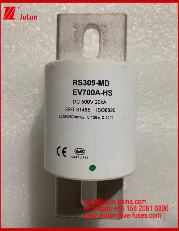 Caremic กลม Tube รถไฟฟ้ารถไฟฟิวส์ RS309-MD-EV700A-HS 500VDC 20KA รถยนต์ Bolt Stud-mount พิเศษออกแบบฐาน Fuse สําหรับสถานการณ์รถยนต์
