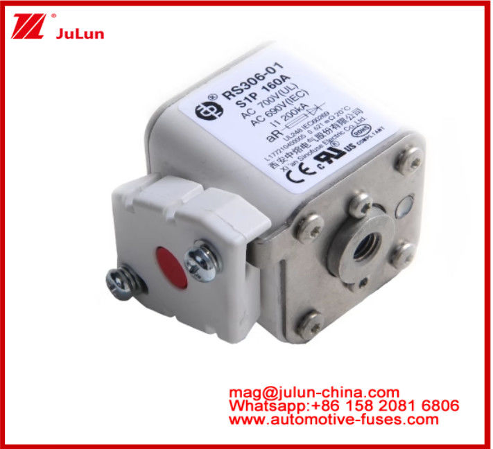 RS306-01-S1P160A AC700 ((UL) AR AC690V ((IEC) 200KV Square Ceramic Fuse EV Or HEV Stud-mount ขนาดเล็ก ความจุในการป้องกันการตัดวงจรสั้นระดับสูง