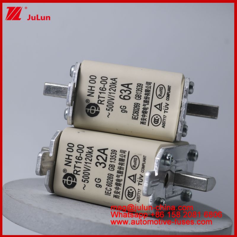 NH00 RT16-00 16A 500V 120KA เซรามิก Anl Fuse รถยนต์ Bolt Stud Mount สําหรับ EV / HEV