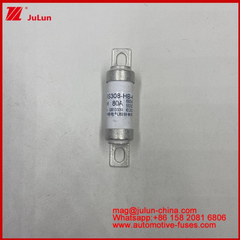 RS308-HB 10A 16A 20A 25A 32A 40A 690VAC/550VDC โบลท์การติดตั้งเซรามิก M6 ฟิวส์รถยนต์เพื่อป้องกันการตัดสายสั้นในการเก็บพลังงาน