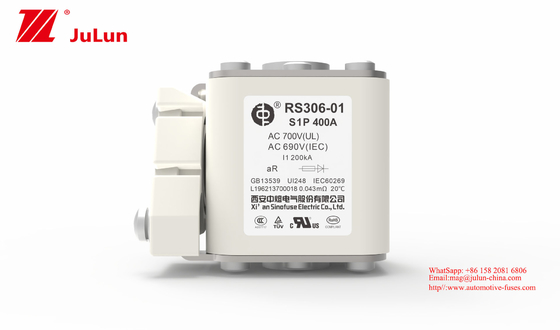 400A 690V รถยนต์ไฟฟ้าฟิวส์ RS306-01-S1P ประเภทชิปฟังก์ชั่นรีเซ็ตอัตโนมัติ