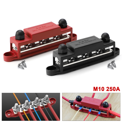 4 Post Power Distribution Block Bus Bar With Cover 250 Amp Rating ท่าเรือรถยนต์ เทอร์มินัล บล็อกการกระจายพลังงาน Bl