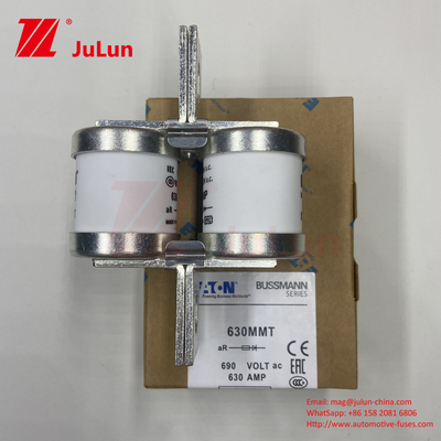 690V ปัจจุบันเซรามิกรถไฟฟิวส์ที่มีการติดตั้งแผ่น Twin Bolt 630A 630MMT