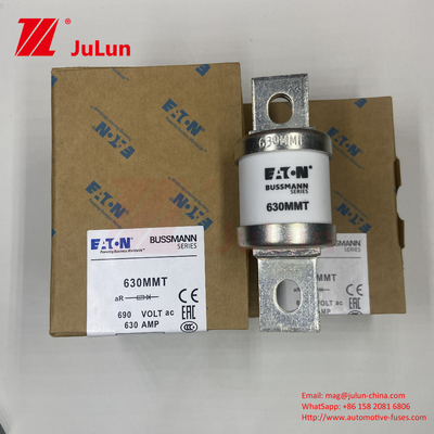 630MMT 690V BUSSMANN เซรามิค ทองแดง Twin Flat Plate Bolt ประเภทไฟฟ้า 630A กระแสไฟฟ้า 0.43kg น้ําหนัก
