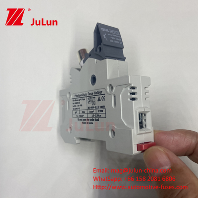 TUV DC Solar Fuse Fusible Holder Box Base DNPVF1-32 การป้องกันระบบแสงอาทิตย์ 10x38MM 1000V GPV เร่งพัดเซรามิก DIN Rail